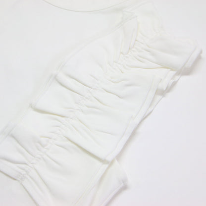 25春夏 シルケット フリルスリーブ プルオーバー カットソー / Tシャツ ノースリーブ ストレッチ