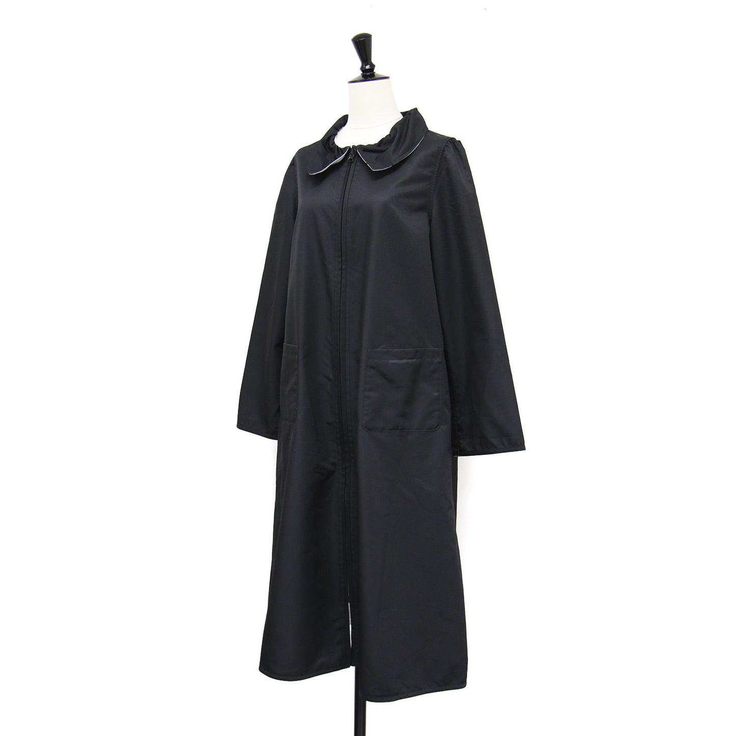 リバーシブル ステンカラー ロングコート / 長袖 Aライン 総柄 フレア タック