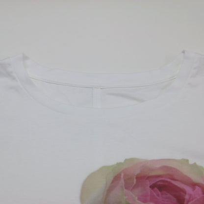 24秋冬 ローズ プリント 長袖 Ｔシャツ / カットソー ロングスリーブ クルーネック コットン