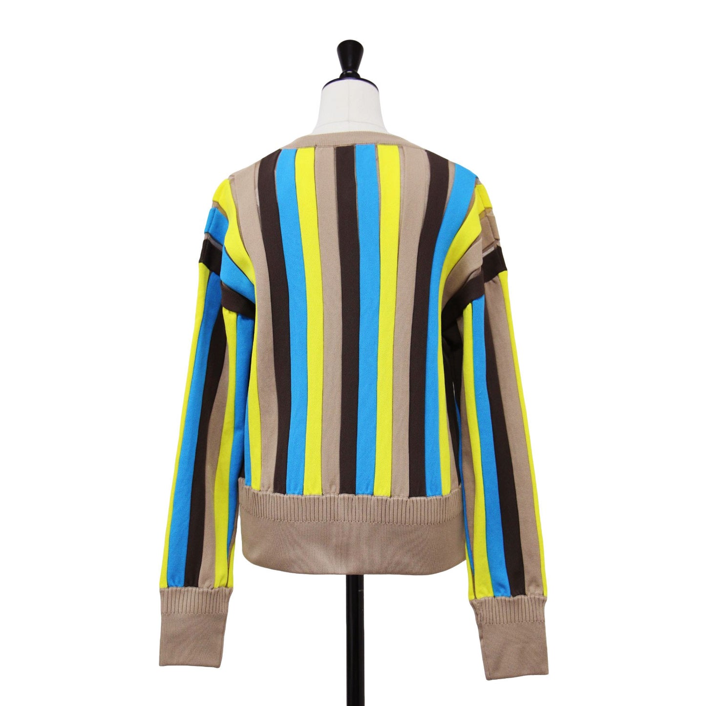 ストライプ ロングスリーブ カーディガン / ニット 長袖 クルーネック