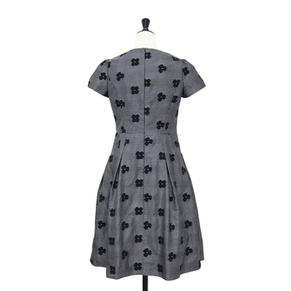 ギンガムチェック 花柄 ショートスリーブ ワンピース / ドレス 半袖 ミディ丈 フロッキー リボン