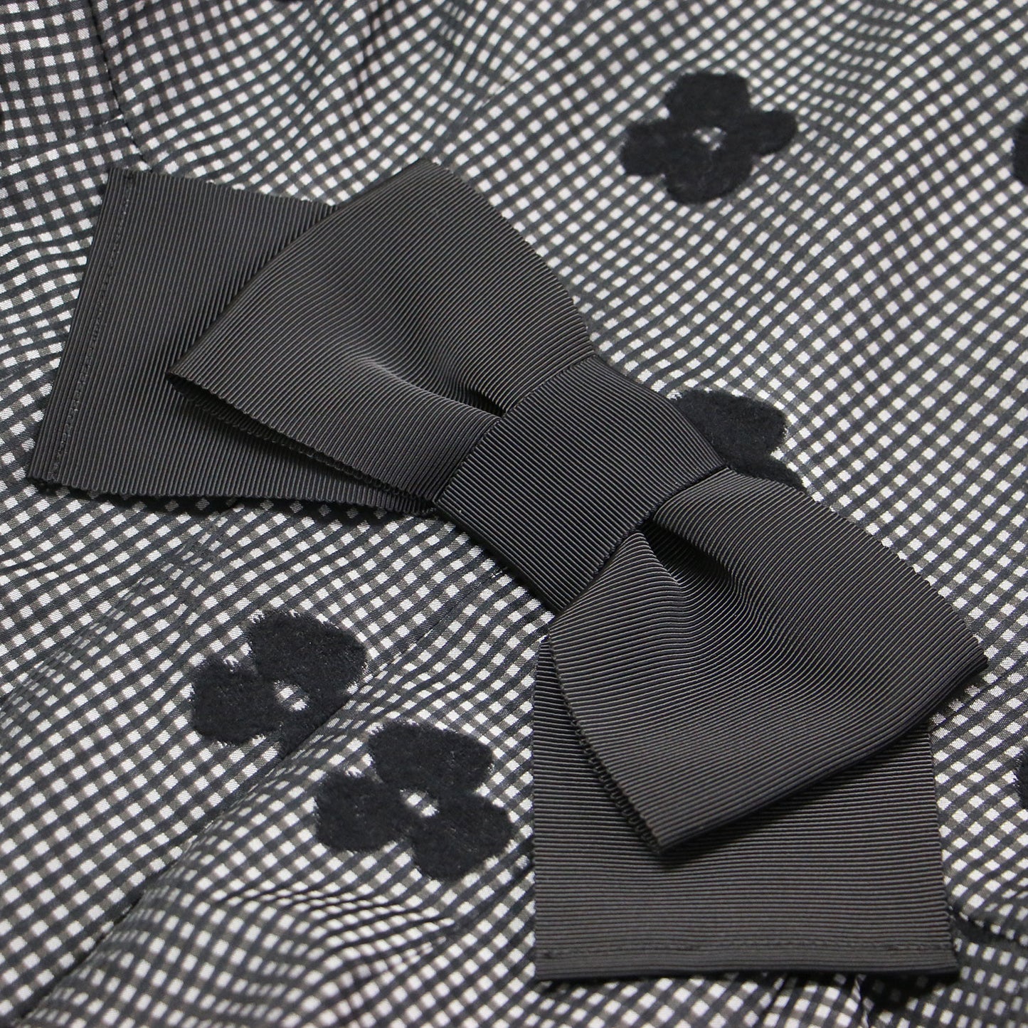 ギンガムチェック 花柄 ショートスリーブ ワンピース / ドレス 半袖 ミディ丈 フロッキー リボン