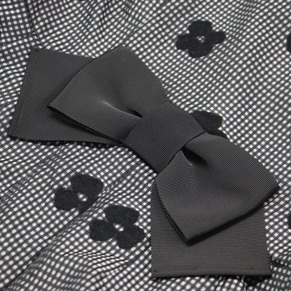 ギンガムチェック 花柄 ショートスリーブ ワンピース / ドレス 半袖 ミディ丈 フロッキー リボン