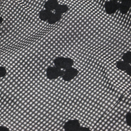 ギンガムチェック 花柄 ショートスリーブ ワンピース / ドレス 半袖 ミディ丈 フロッキー リボン