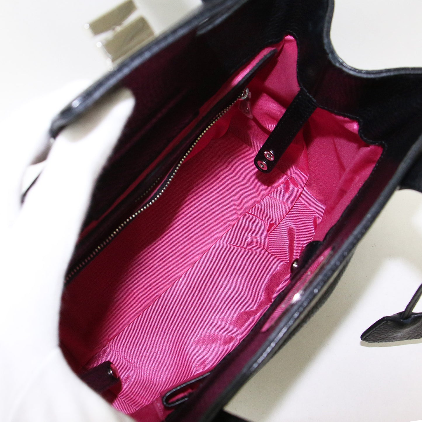 レザー トート バッグ / ハンドバッグ ターンロック 肩掛け スクエア