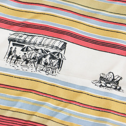 23春夏 オリジナル プリント シルク スカーフ / 総柄 ストライプ パリモチーフ