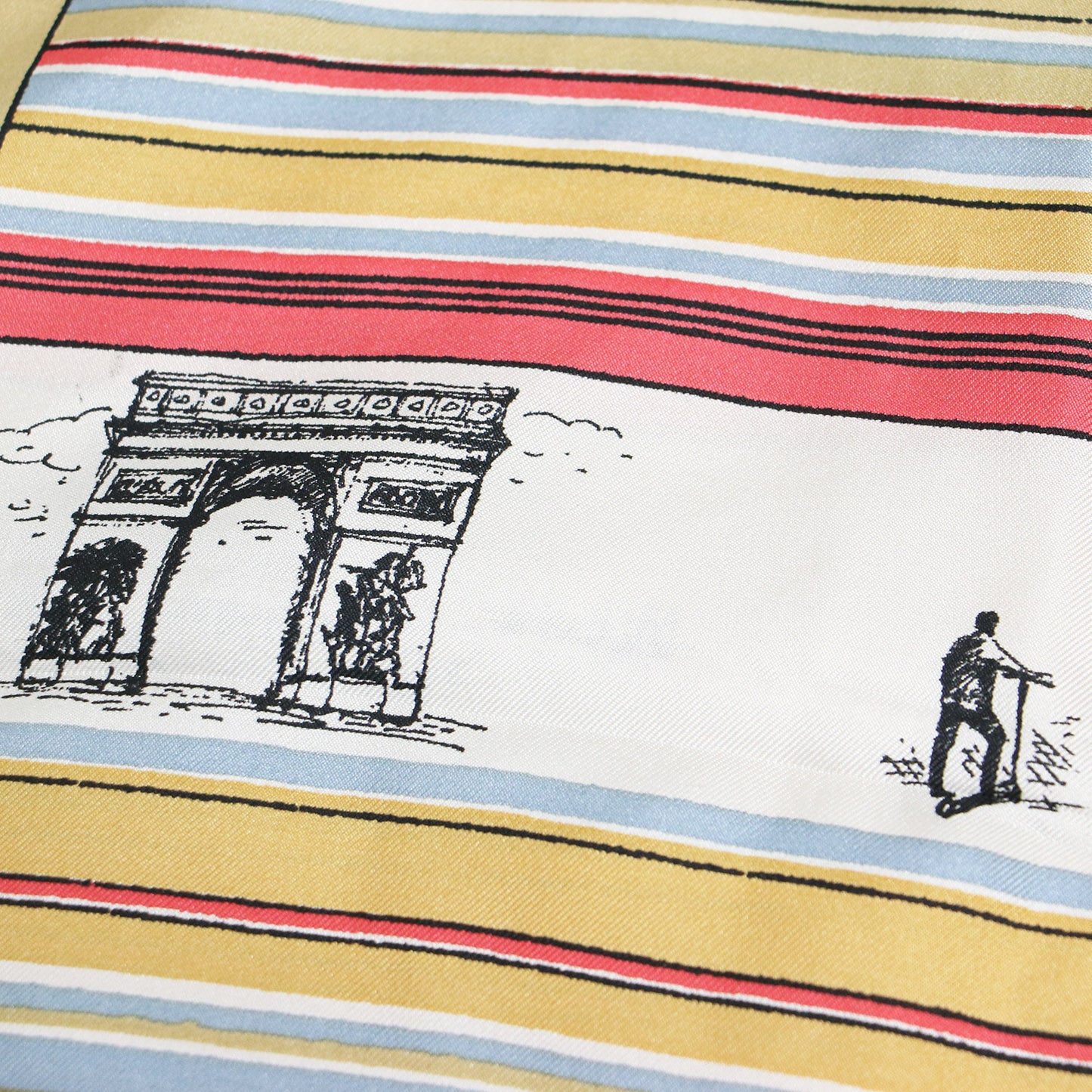 23春夏 オリジナル プリント シルク スカーフ / 総柄 ストライプ パリモチーフ