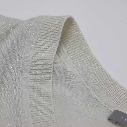 25春夏 Vネック 長袖 ラメ ニット / Lurex Knit Frickle Sweater セーター プルオーバー ハイゲージ コットン ナイロン