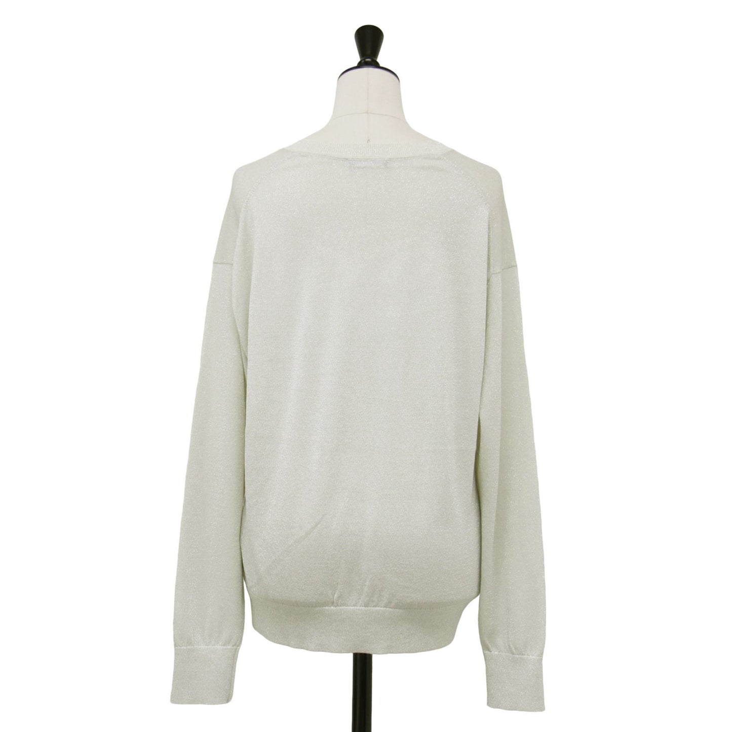 25春夏 Vネック 長袖 ラメ ニット / Lurex Knit Frickle Sweater セーター プルオーバー ハイゲージ コットン ナイロン