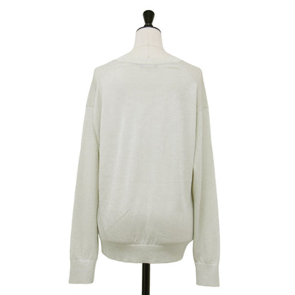 25春夏 Vネック 長袖 ラメ ニット / Lurex Knit Frickle Sweater セーター プルオーバー ハイゲージ コットン ナイロン