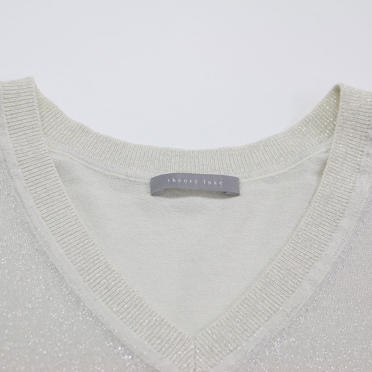 25春夏 Vネック 長袖 ラメ ニット / Lurex Knit Frickle Sweater セーター プルオーバー ハイゲージ コットン ナイロン