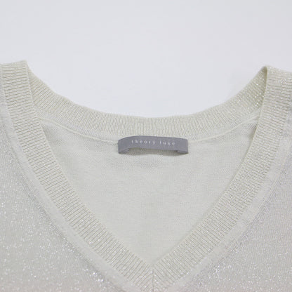 25春夏 Vネック 長袖 ラメ ニット / Lurex Knit Frickle Sweater セーター プルオーバー ハイゲージ コットン ナイロン
