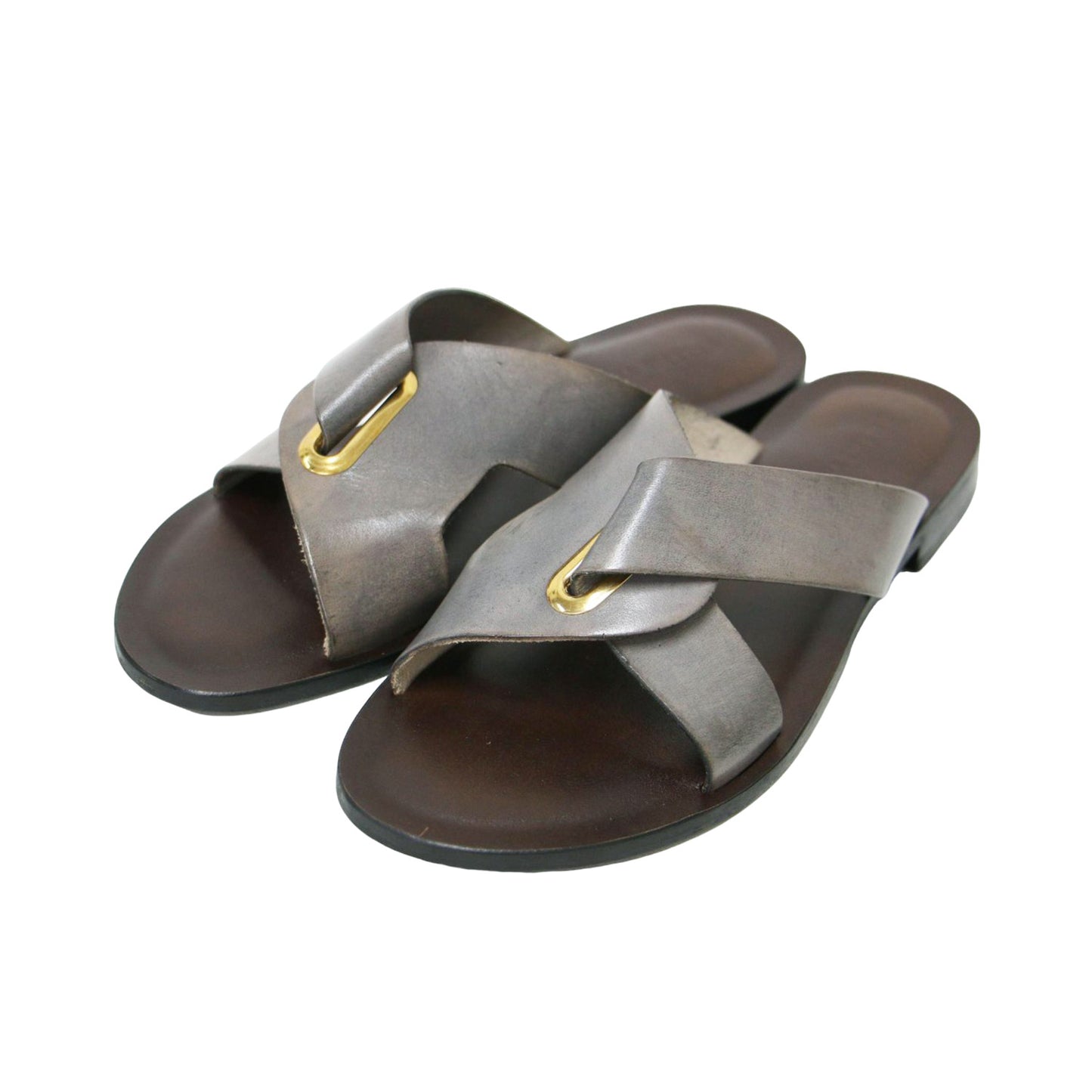 クロス レザー サンダル / GALERIE VIE VACCHETTA フラット ゴールド 金具