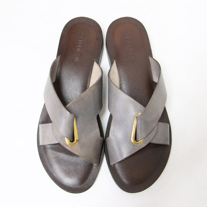 クロス レザー サンダル / GALERIE VIE VACCHETTA フラット ゴールド 金具