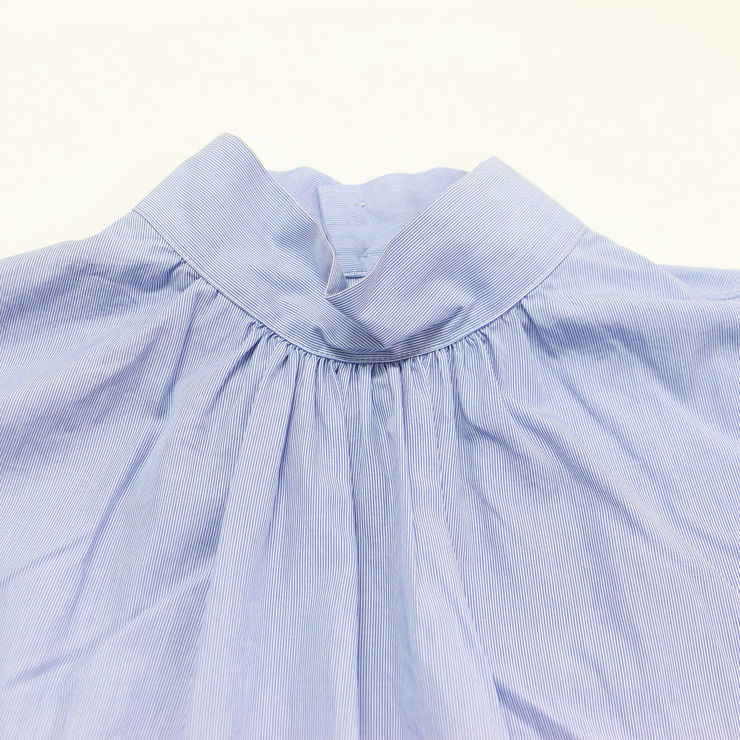 22春夏 コットン ブロード スタンドカラー チュニック ブラウス / シャツ ハイネック 半袖 フレンチスリーブ ギャザー コットン