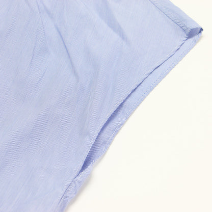 22春夏 コットン ブロード スタンドカラー チュニック ブラウス / シャツ ハイネック 半袖 フレンチスリーブ ギャザー コットン