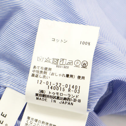 22春夏 コットン ブロード スタンドカラー チュニック ブラウス / シャツ ハイネック 半袖 フレンチスリーブ ギャザー コットン