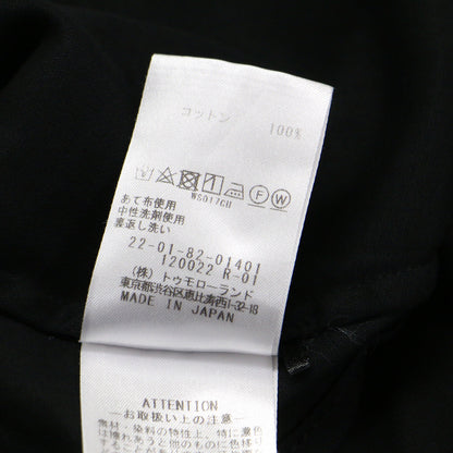 コットン ボイル ダブルクロス キーネック プルオーバー / ブラウス 長袖 Vネック ドルマンスリーブ ショート丈