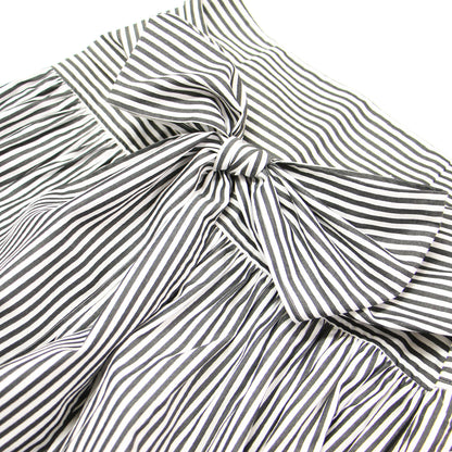 21春夏 ストライプ ギャザー スカート / マキシ丈 フレア リボン コットン