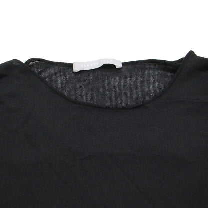 フレンチスリーブ ニット ワンピース / ミディ丈 ボートネック ノースリーブ ウエスト切替