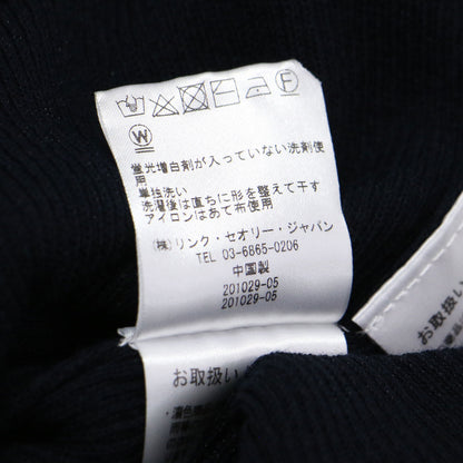 リブ ニット フレンチスリーブ ワンピース / ノースリーブ クルーネック ミディ丈 コットン