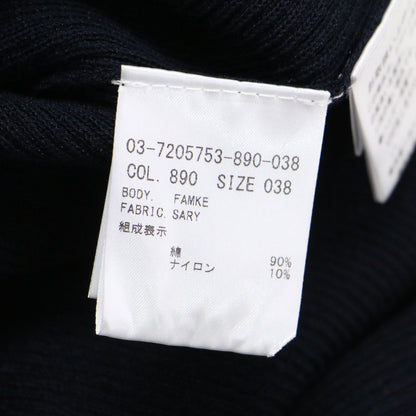 リブ ニット フレンチスリーブ ワンピース / ノースリーブ クルーネック ミディ丈 コットン