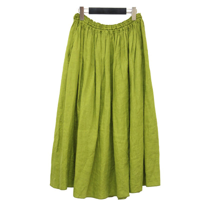 シャトルリネン ロングスカート / ミディ丈 フレア ギャザー ウエストゴム
