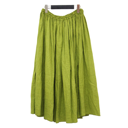 シャトルリネン ロングスカート / ミディ丈 フレア ギャザー ウエストゴム