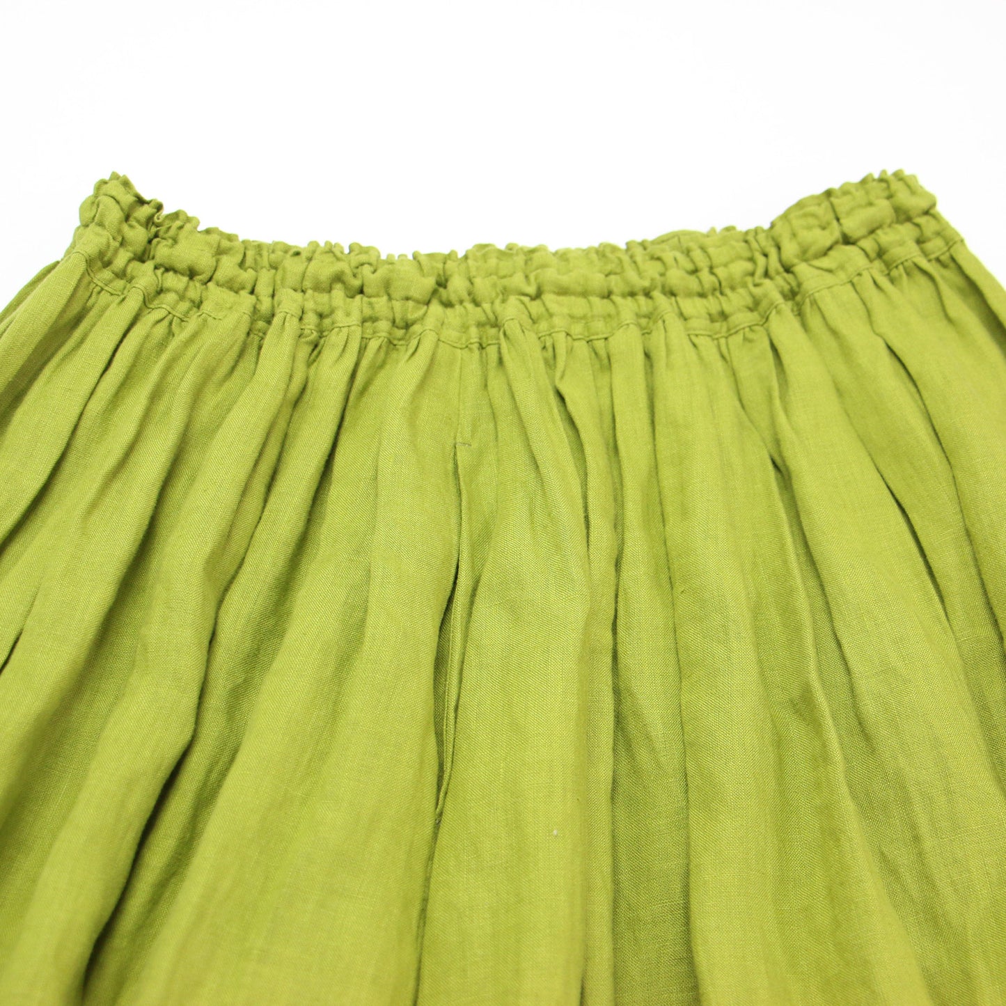 シャトルリネン ロングスカート / ミディ丈 フレア ギャザー ウエストゴム