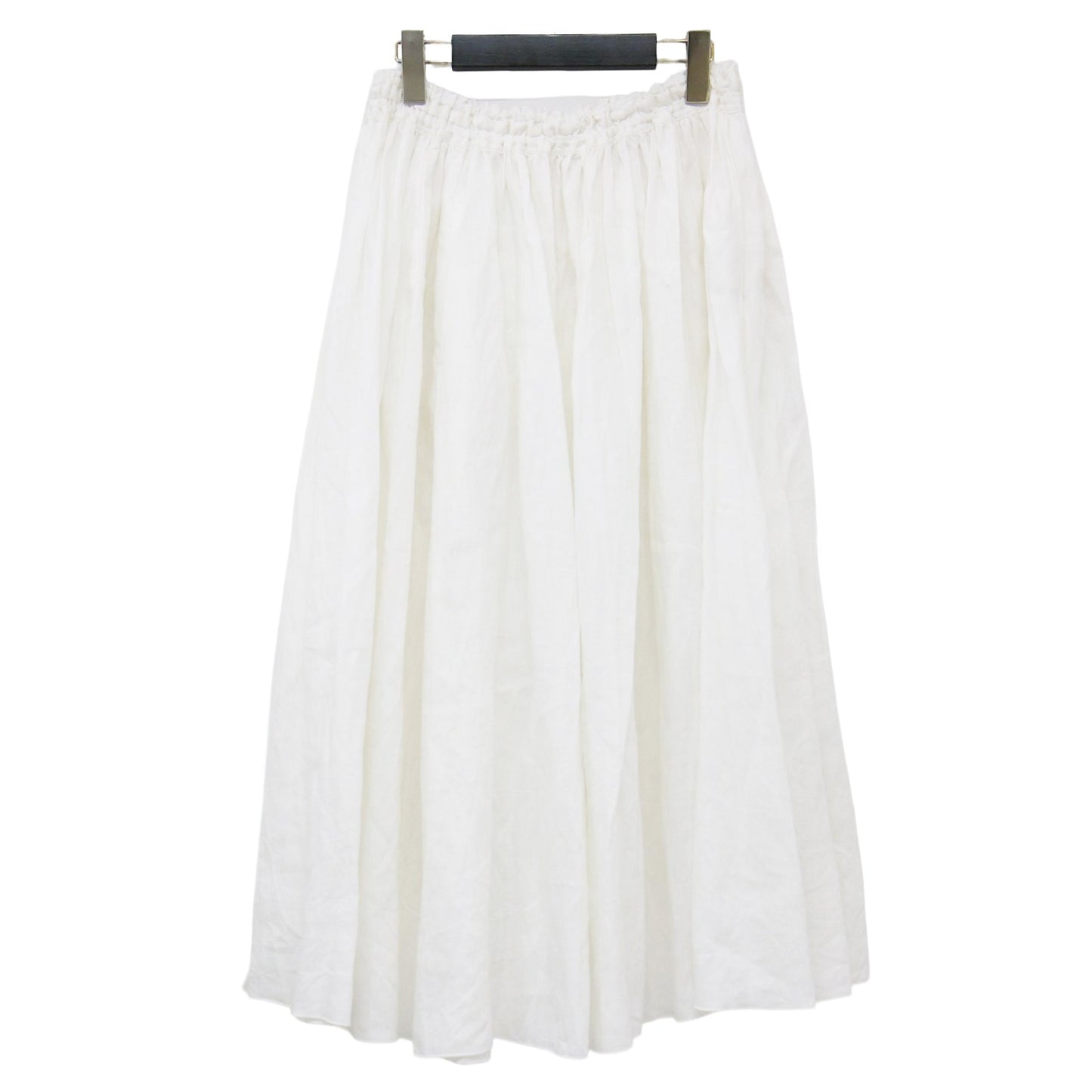 シャトルリネン ロングスカート / ミディ丈 フレア ギャザー ウエストゴム