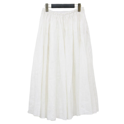 シャトルリネン ロングスカート / ミディ丈 フレア ギャザー ウエストゴム