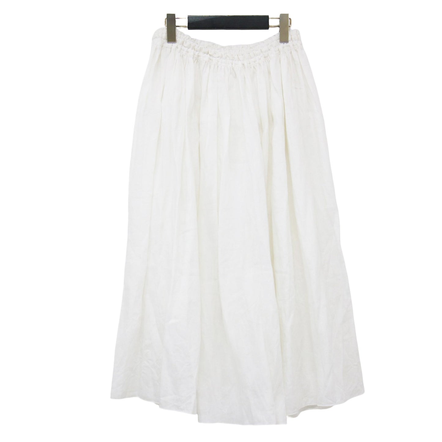 シャトルリネン ロングスカート / ミディ丈 フレア ギャザー ウエストゴム