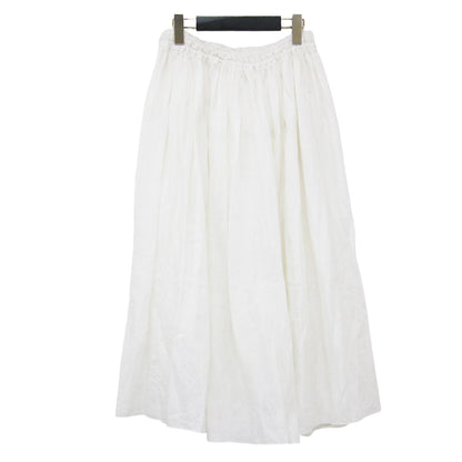 シャトルリネン ロングスカート / ミディ丈 フレア ギャザー ウエストゴム