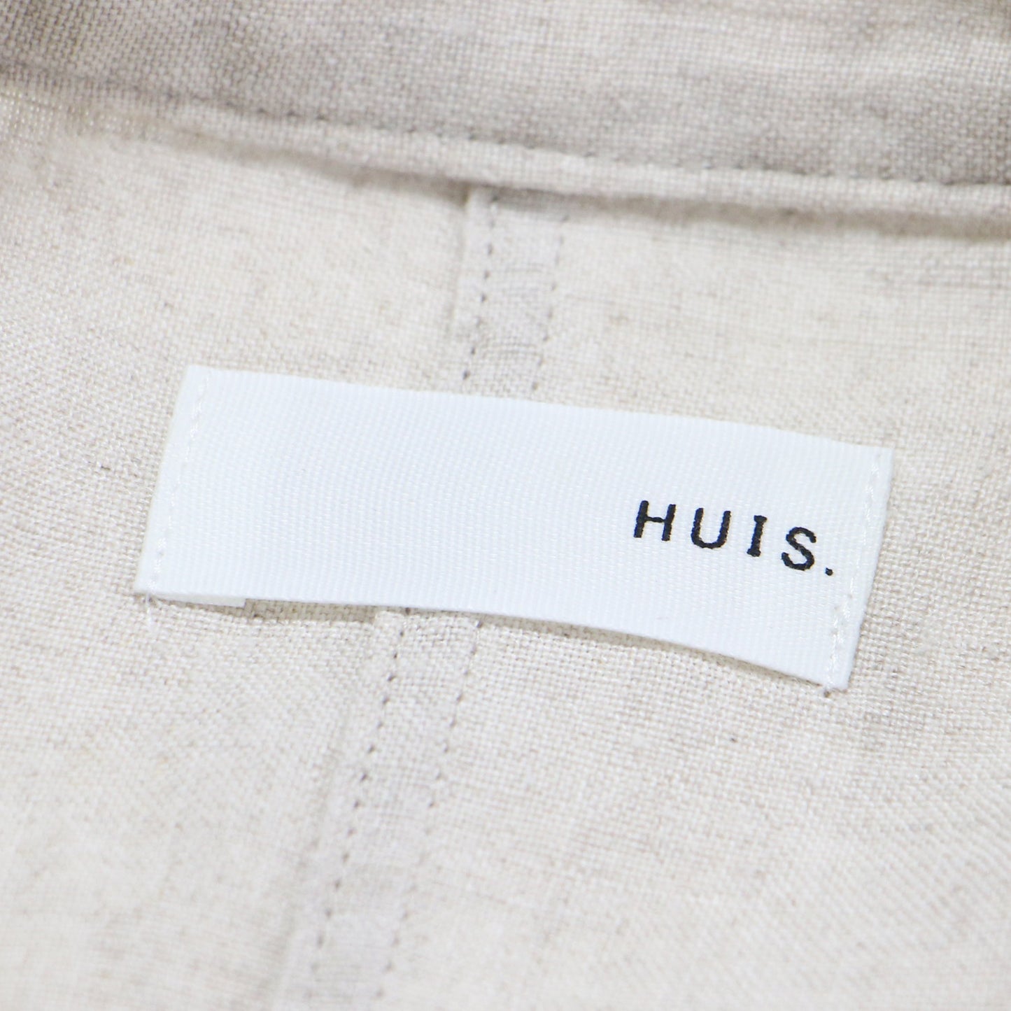 シャトルリネン バンドカラー ワンピース / ロング丈 長袖 ノーカラー ドロップショルダー ワイドシルエット