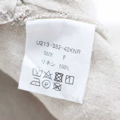 シャトルリネン バンドカラー ワンピース / ロング丈 長袖 ノーカラー ドロップショルダー ワイドシルエット