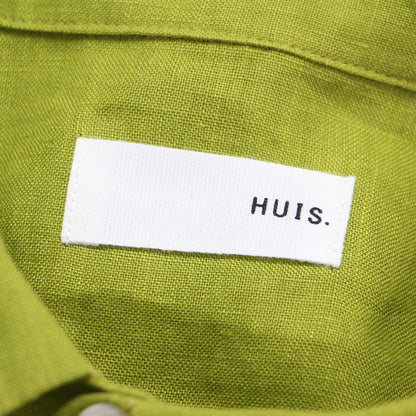 シャトルリネン ロングシャツ / チュニック 長袖 ドロップショルダー ワイド ロゴ 刺繍