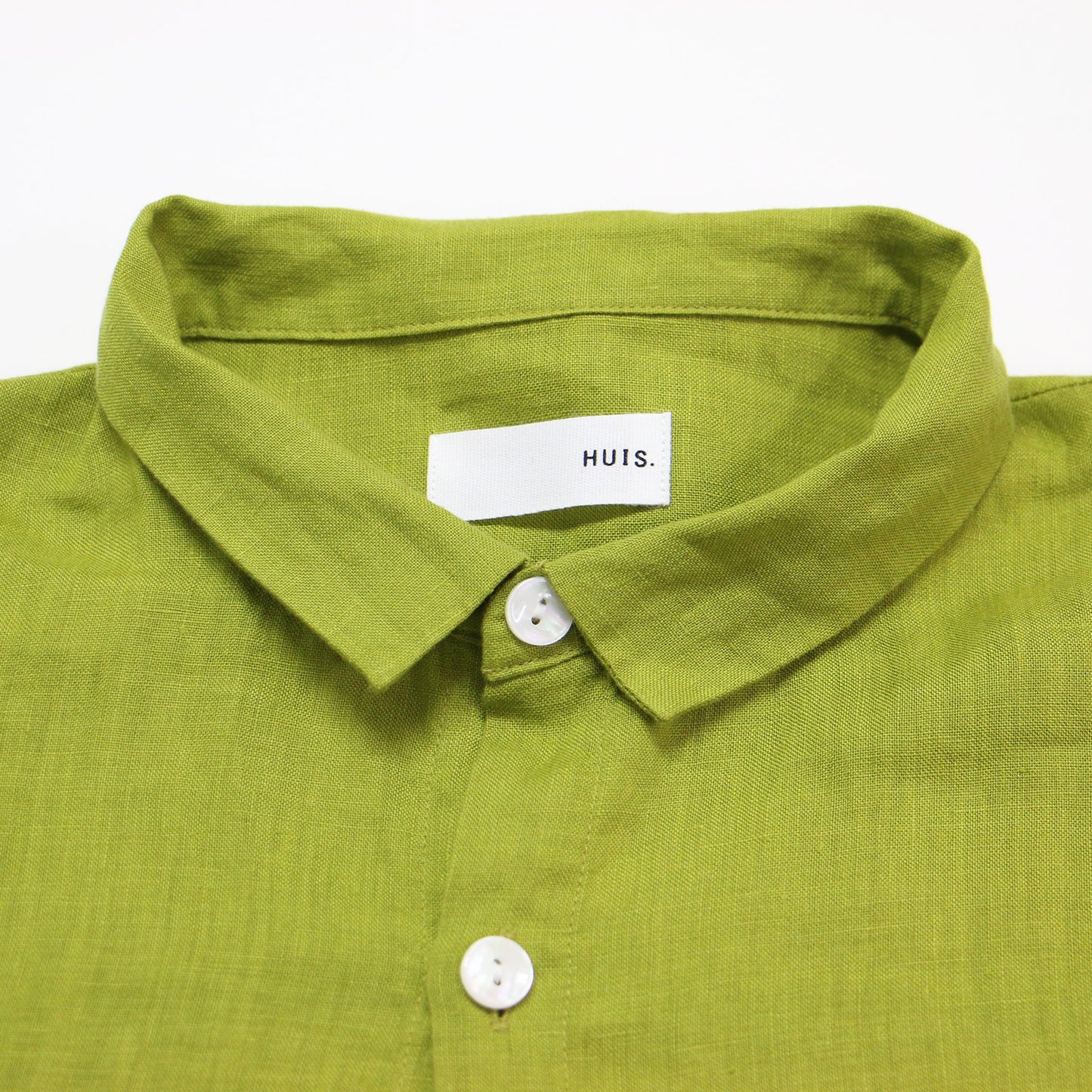 シャトルリネン ロングシャツ / チュニック 長袖 ドロップショルダー ワイド ロゴ 刺繍