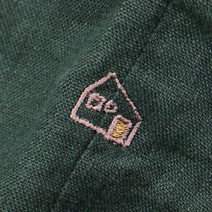 シャトルリネン ロングシャツ / ワンピース 長袖 膝丈 オーバーサイズ ドロップショルダー ロゴ 刺繍