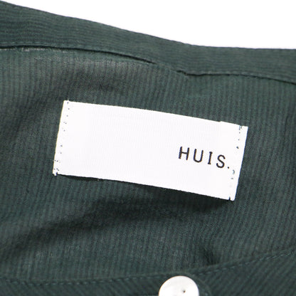 遠州織物なめらかコットン バルーンスリーブ ワンピース / シャツ ノーカラー 長袖 ドロップショルダー ワイド ラウンド スリット