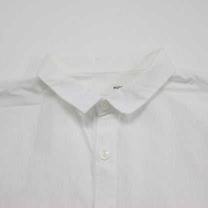 やわらかコットン ロングシャツ / チュニック 長袖 ドロップショルダー ワイド ロゴ 刺繍