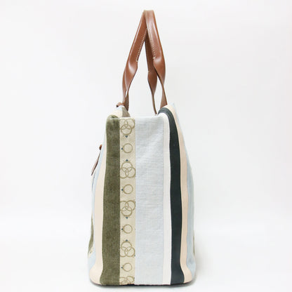 22春夏 ルオーロ ストライプ 2WAY トート バッグ / ワンショルダー パッチワーク 牛革 レザー