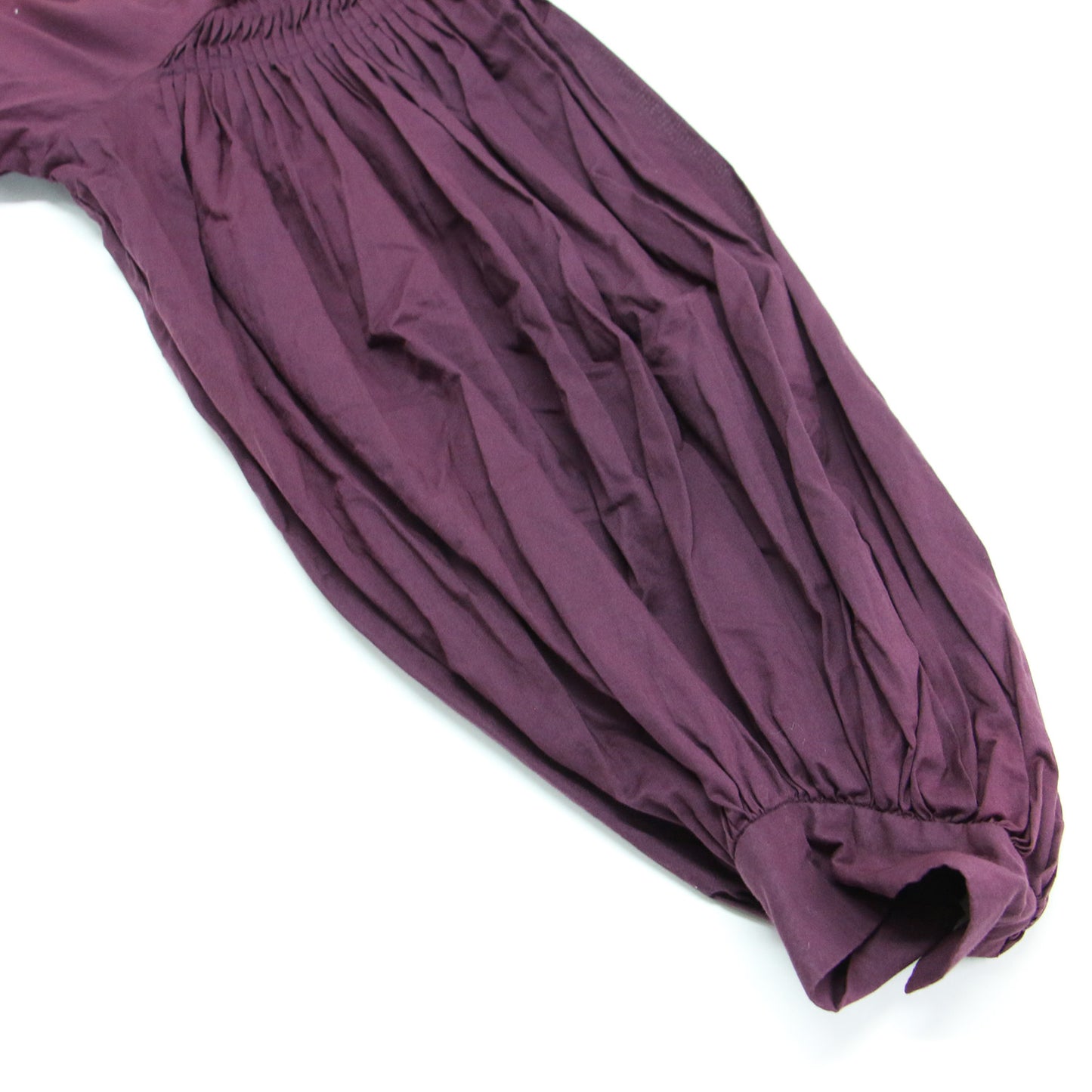 24秋冬 ピンタック パフスリーブ シャツ / チュニック 長袖 バルーンスリーブ スタンドカラー フレア