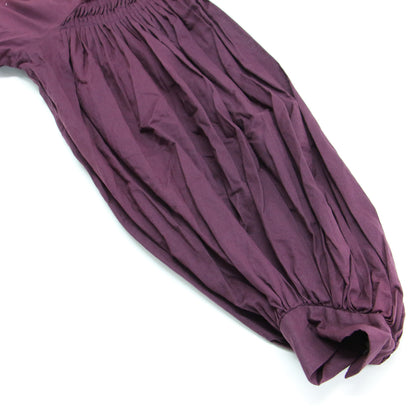 24秋冬 ピンタック パフスリーブ シャツ / チュニック 長袖 バルーンスリーブ スタンドカラー フレア