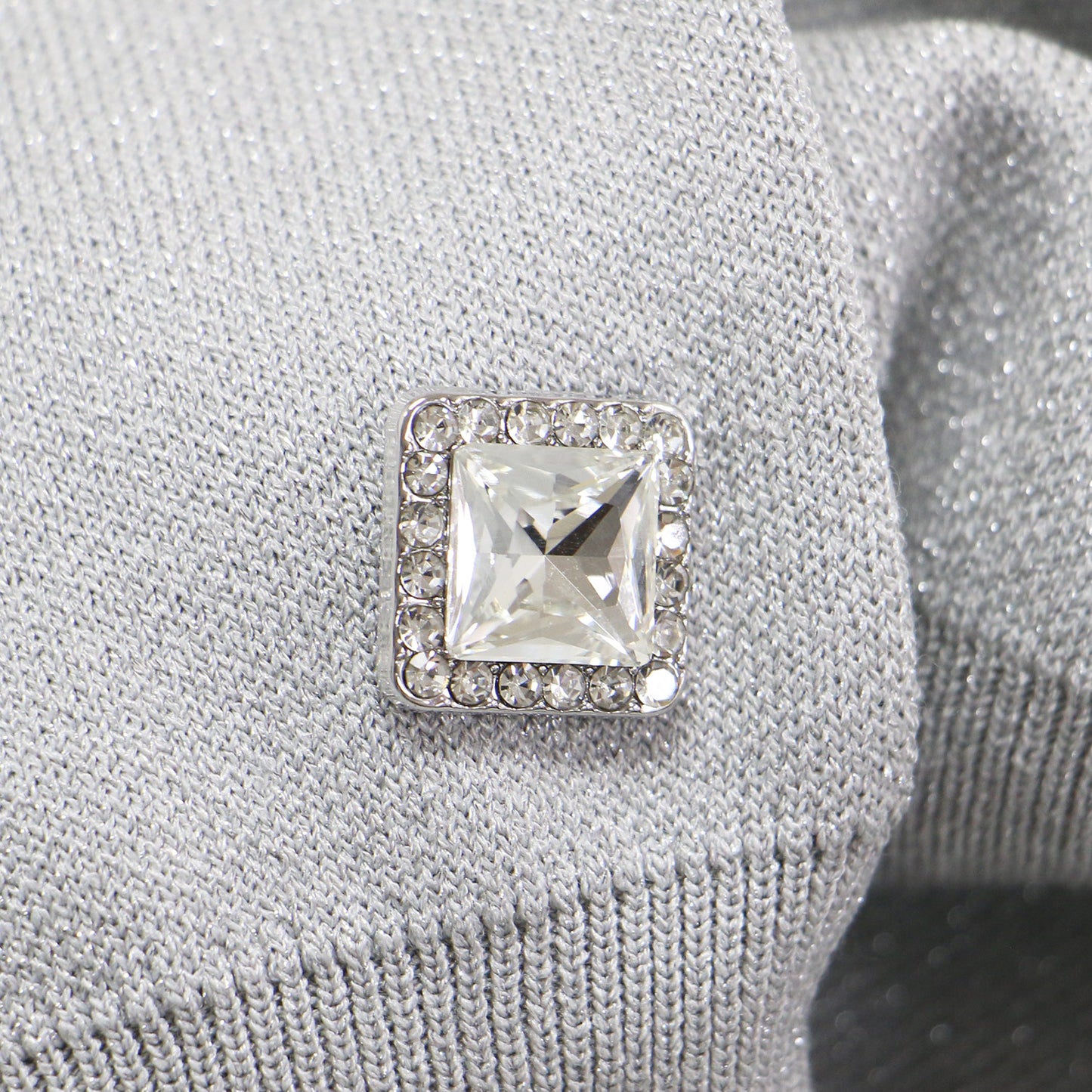 24秋冬 パフスリーブ ラメ ニット 半袖 カーディガン / クルーネック 5分袖 ビジューボタン