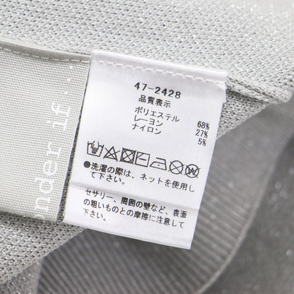 24秋冬 パフスリーブ ラメ ニット 半袖 カーディガン / クルーネック 5分袖 ビジューボタン