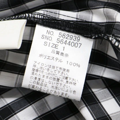 スリーブ コンシャス ストレッチ チェック ブラウス / プルオーバー モックネック タック 7分袖 パフスリーブ