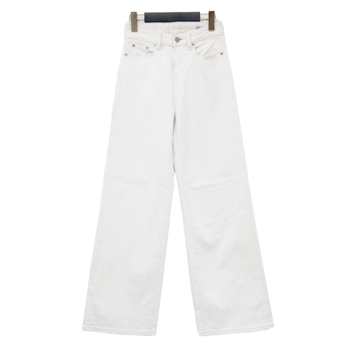 24春夏 ハイウエスト ストレート デニム パンツ / ワイドパンツ フルレングス 5ポケット ストレッチ コットン