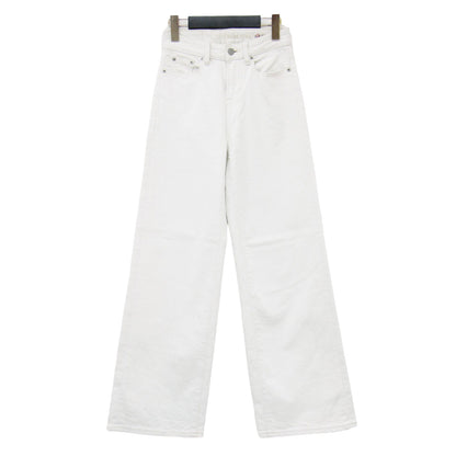 24春夏 ハイウエスト ストレート デニム パンツ / ワイドパンツ フルレングス 5ポケット ストレッチ コットン