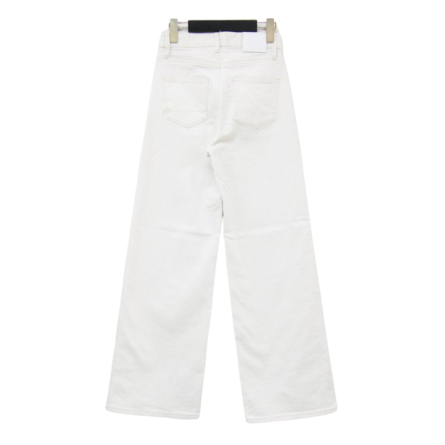 24春夏 ハイウエスト ストレート デニム パンツ / ワイドパンツ フルレングス 5ポケット ストレッチ コットン