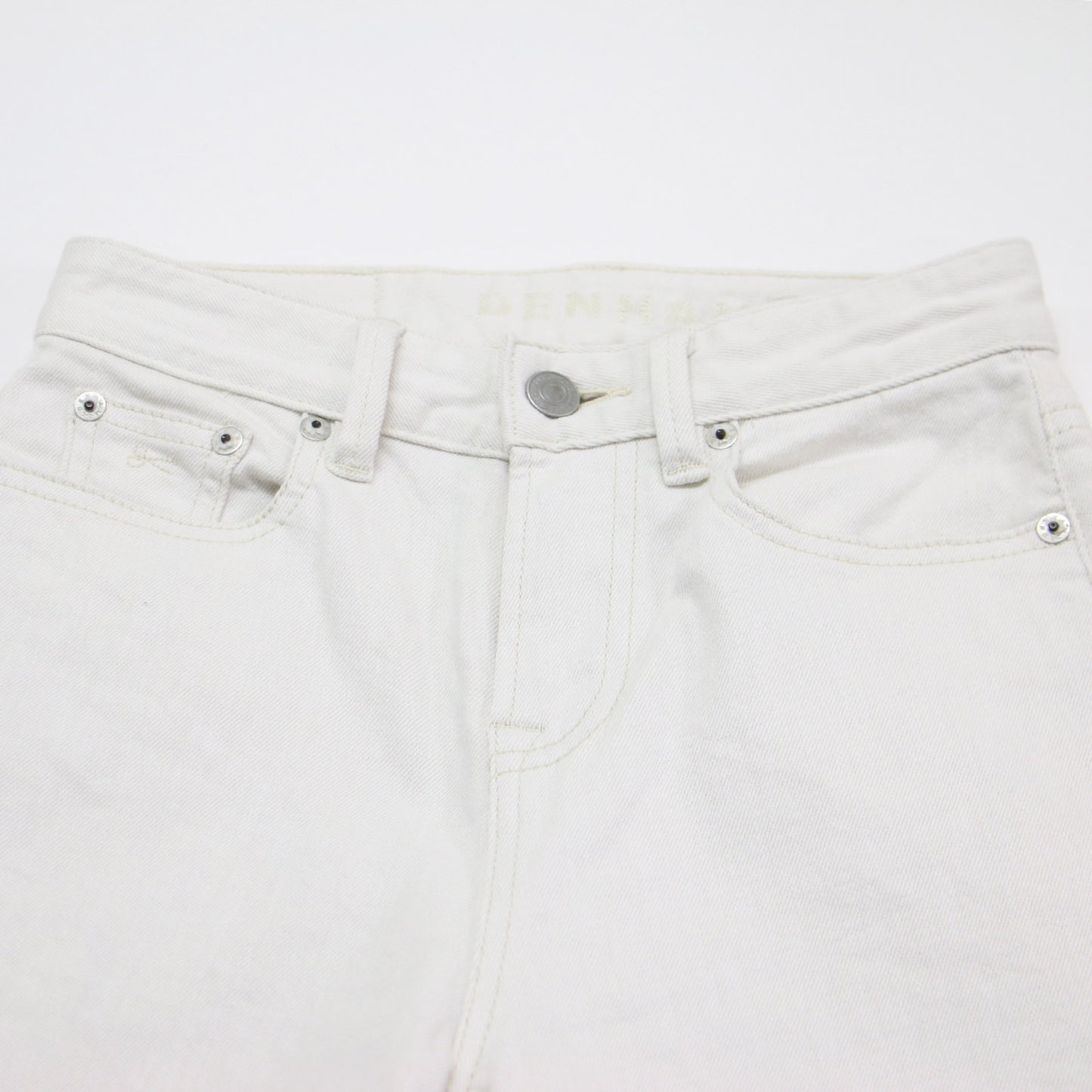 24春夏 ハイウエスト ストレート デニム パンツ / ワイドパンツ フルレングス 5ポケット ストレッチ コットン